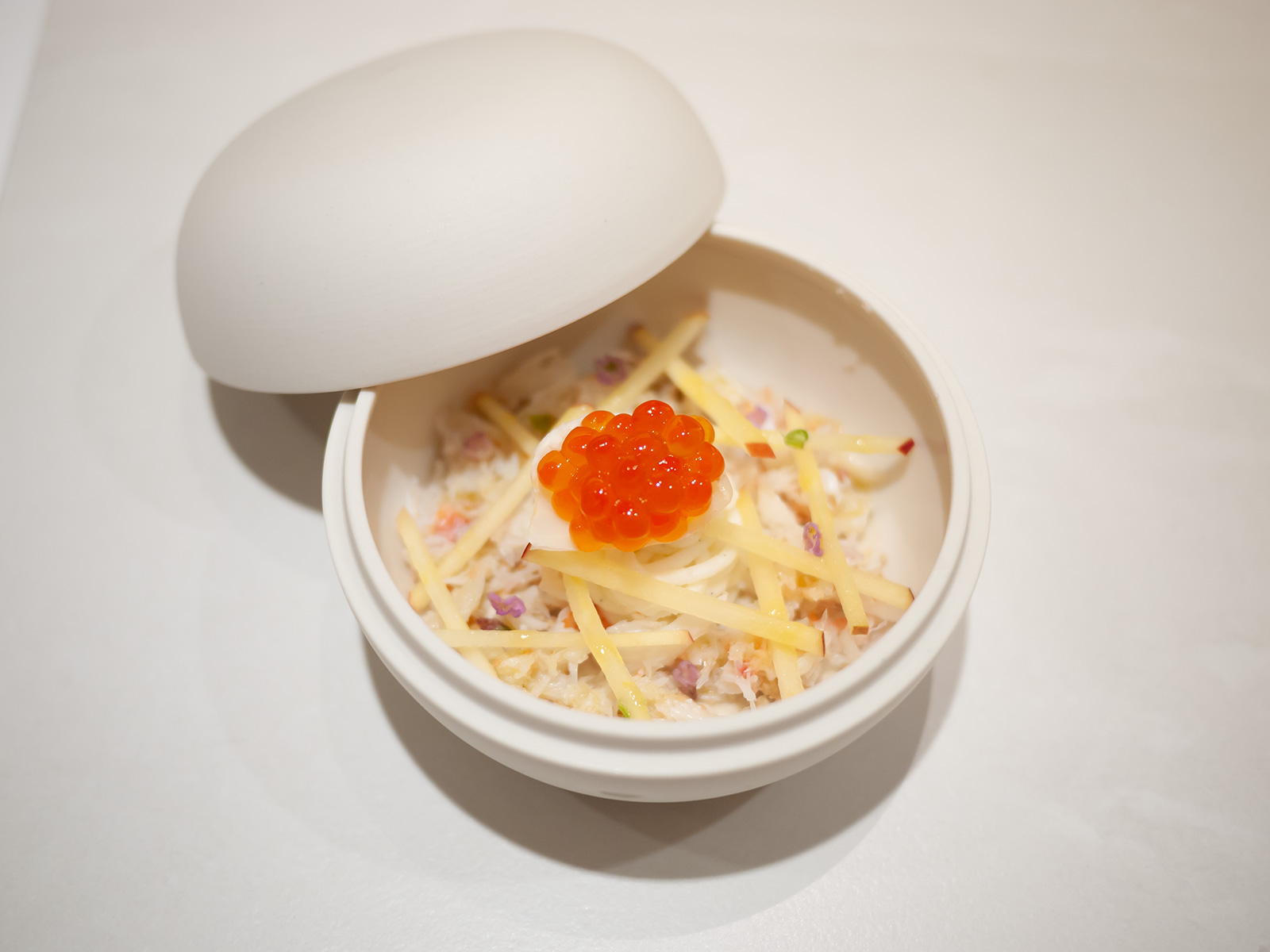 Crab Mousse:Smoked Snow Crab/Vanilla Lily Bulb Cream/Ikura